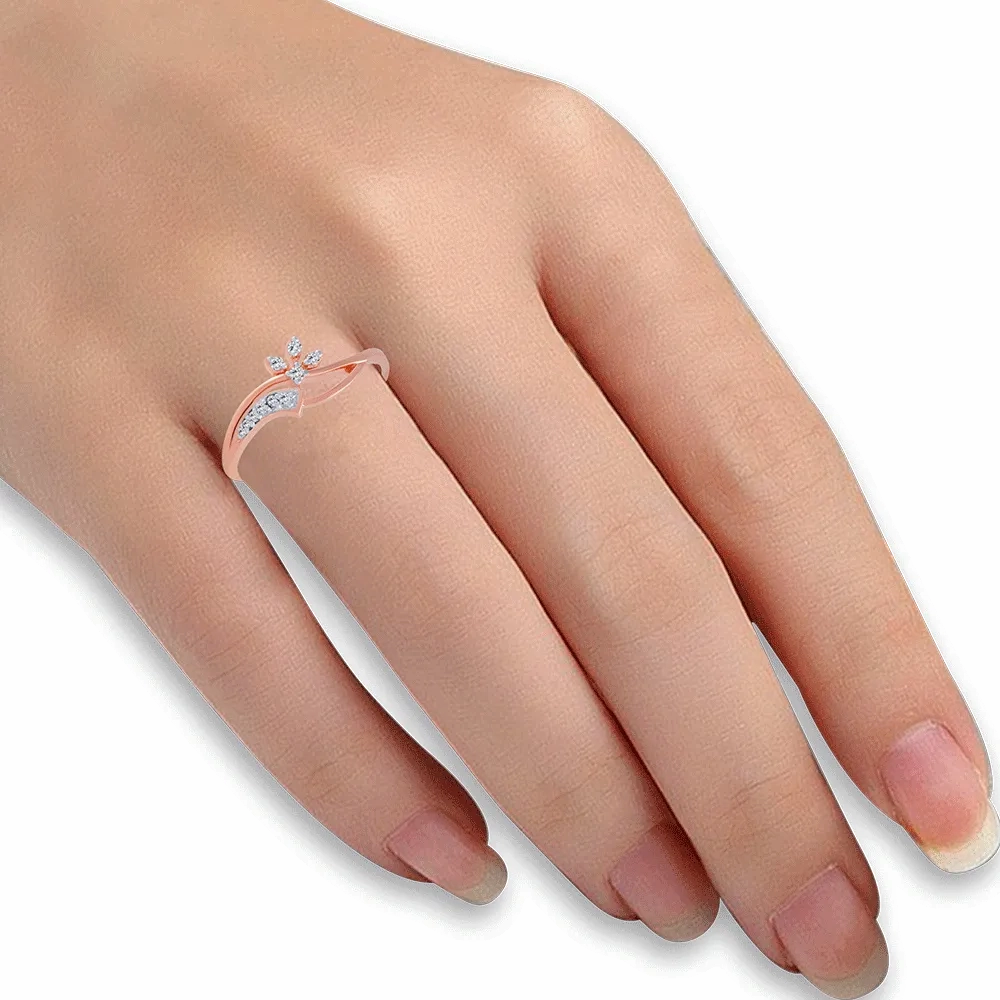 18KT (750) Rose Gold And Diamond Ring For Women