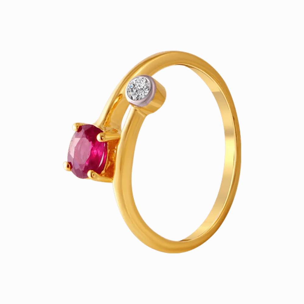 18KT (750) Yellow Gold And Diamond Ring For Women