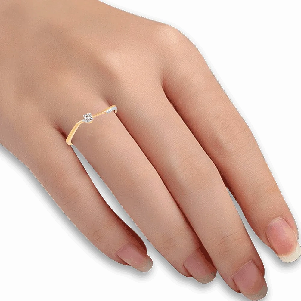 18KT (750) Yellow Gold And Diamond Ring For Women