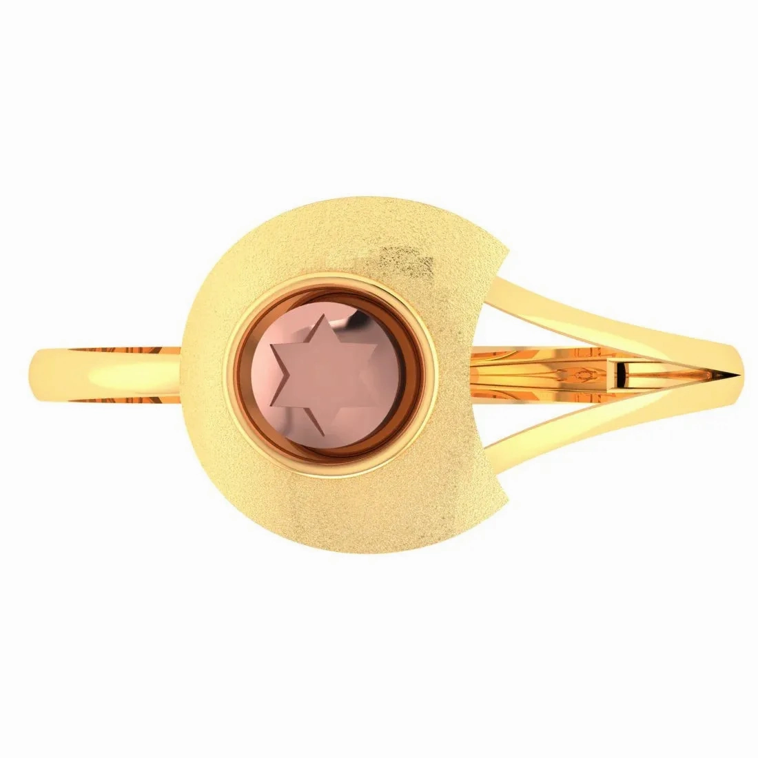 18KT (750) Yellow Gold Asymmetrical Modern Design Ring For Women &amp; Girls (Size 12)