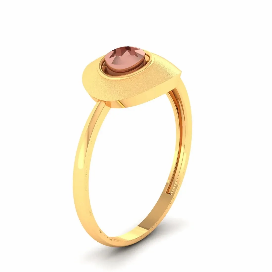 18KT (750) Yellow Gold Asymmetrical Modern Design Ring For Women &amp; Girls (Size 12)
