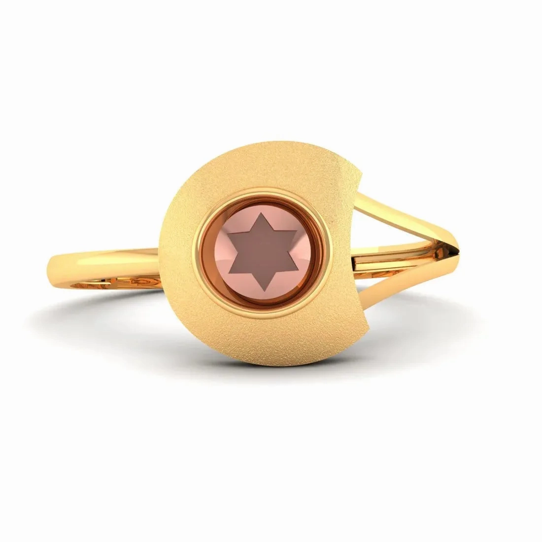 18KT (750) Yellow Gold Asymmetrical Modern Design Ring For Women &amp; Girls (Size 12)