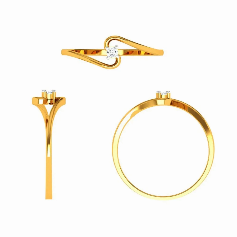 18KT (750) Yellow Gold Diamond Ring For Woman