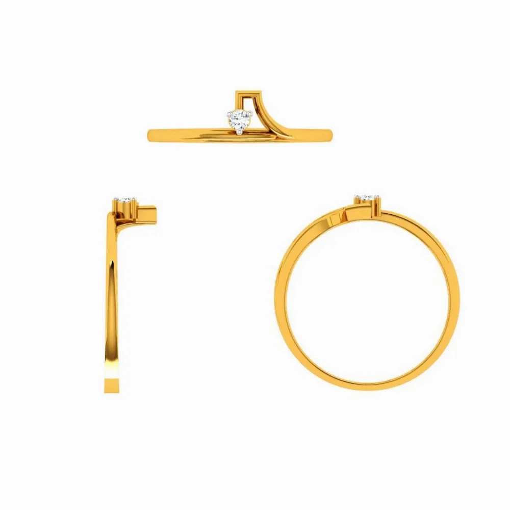 18KT (750) Yellow Gold Diamond Ring For Woman