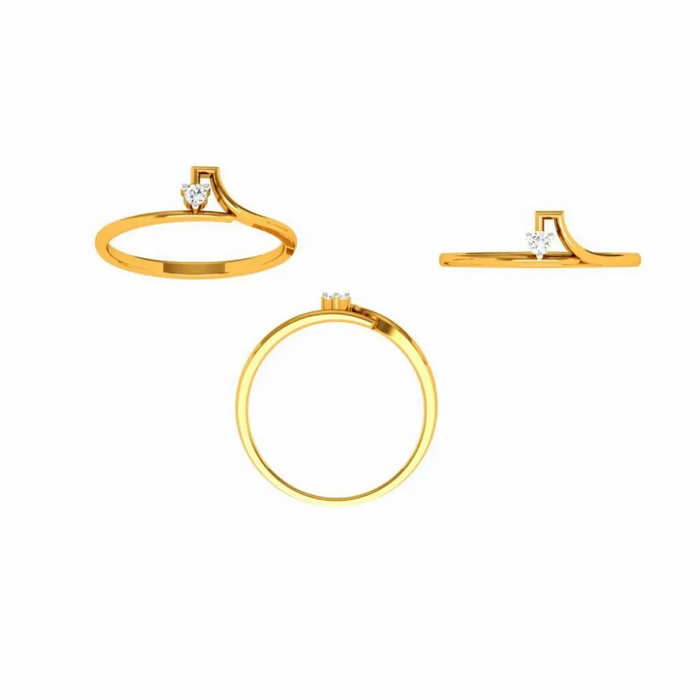 18KT (750) Yellow Gold Diamond Ring For Woman