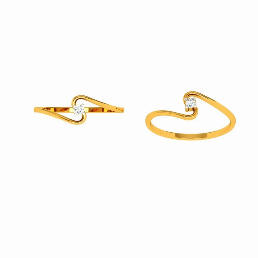 18KT (750) Yellow Gold Diamond Ring For Woman