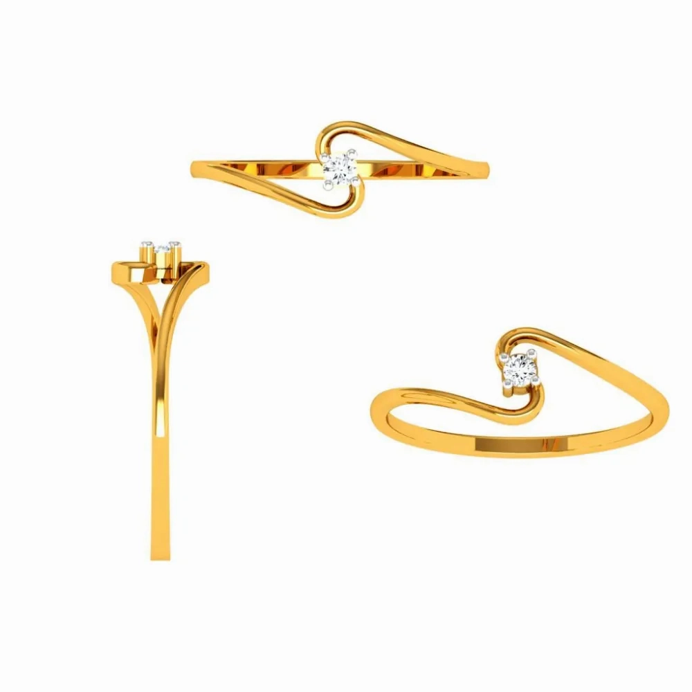 18KT (750) Yellow Gold Diamond Ring For Woman