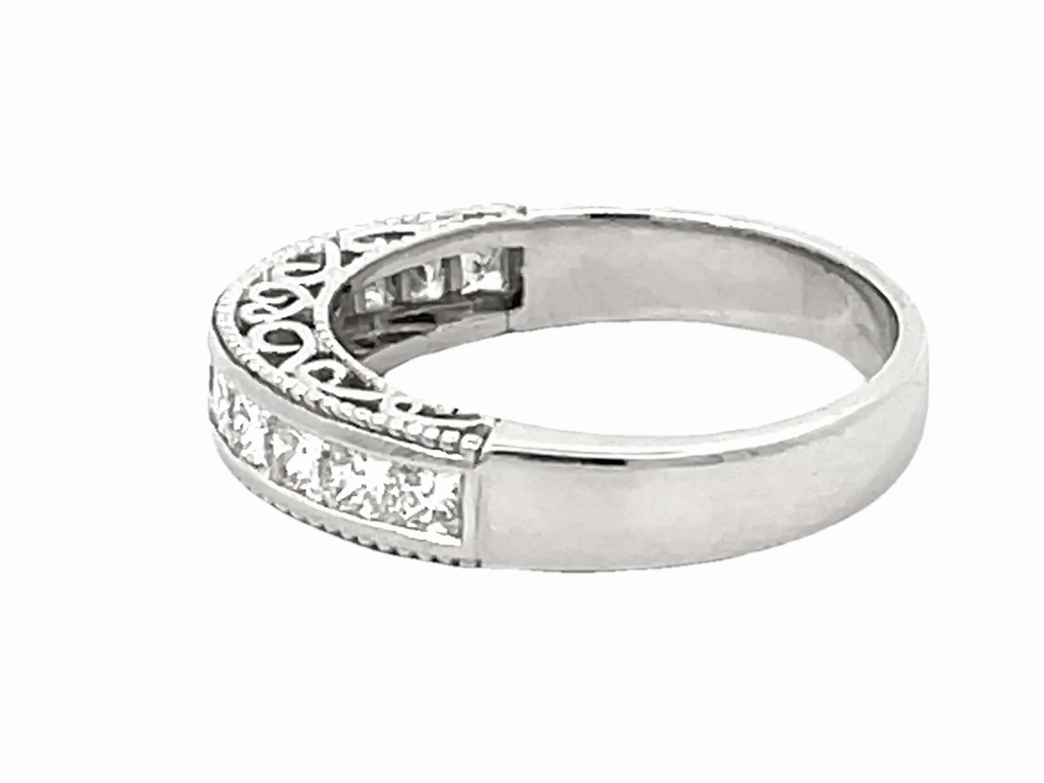 1.00 Carat 12 Princess Cut Diamond Band Ring Platinum