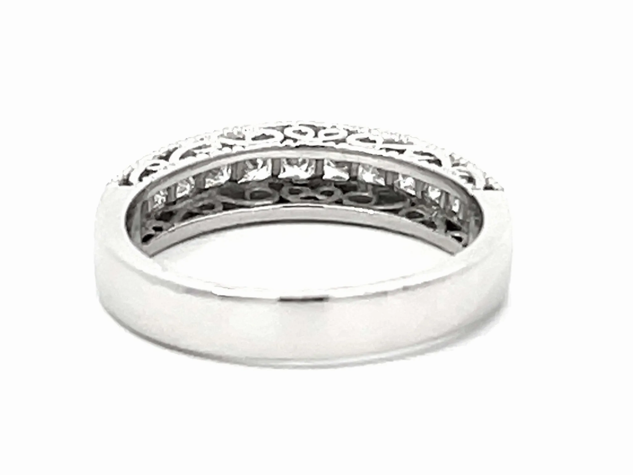 1.00 Carat 12 Princess Cut Diamond Band Ring Platinum