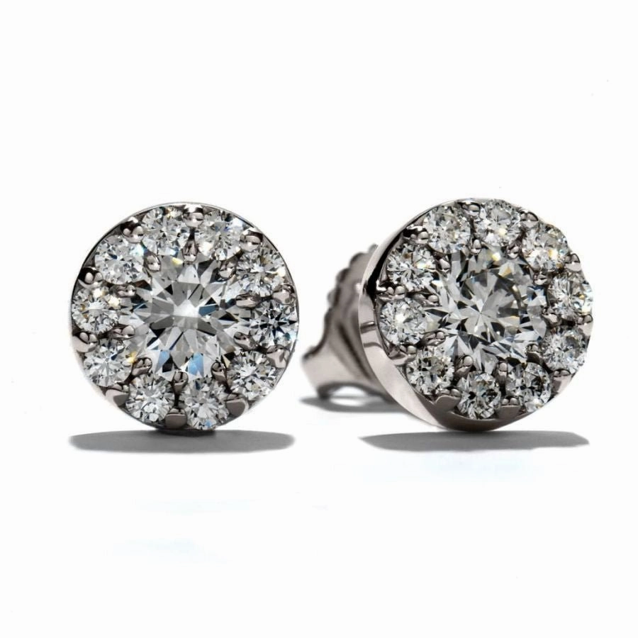1.00ct Round Brilliant Cut Diamond Fulfillment Cluster Stud Earrings