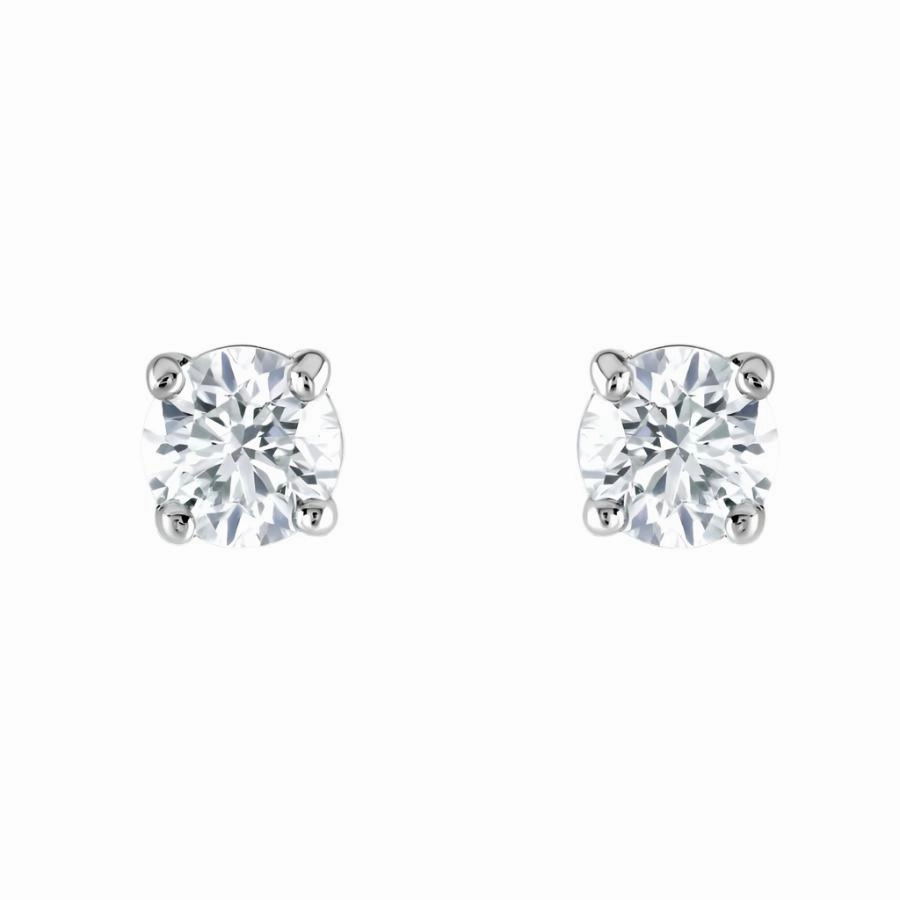 1.01ct Round Brilliant Cut Diamond Solitaire Claw Set Stud Earrings