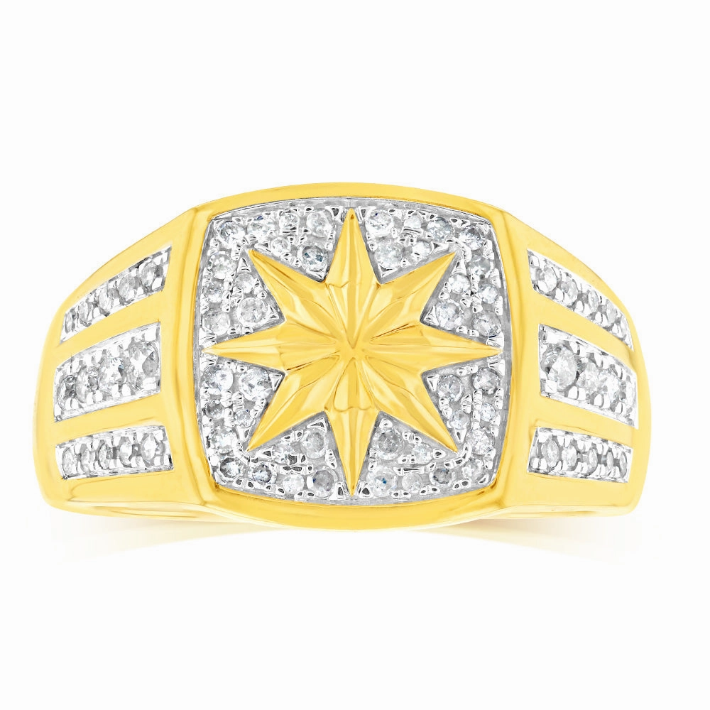 1/2 Carat Diamond Star Ring in 9ct Yellow Gold