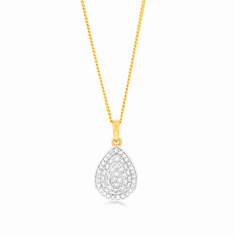 1/4Carat Pear Shaped Diamond Pendant in 9ct Yellow Gold