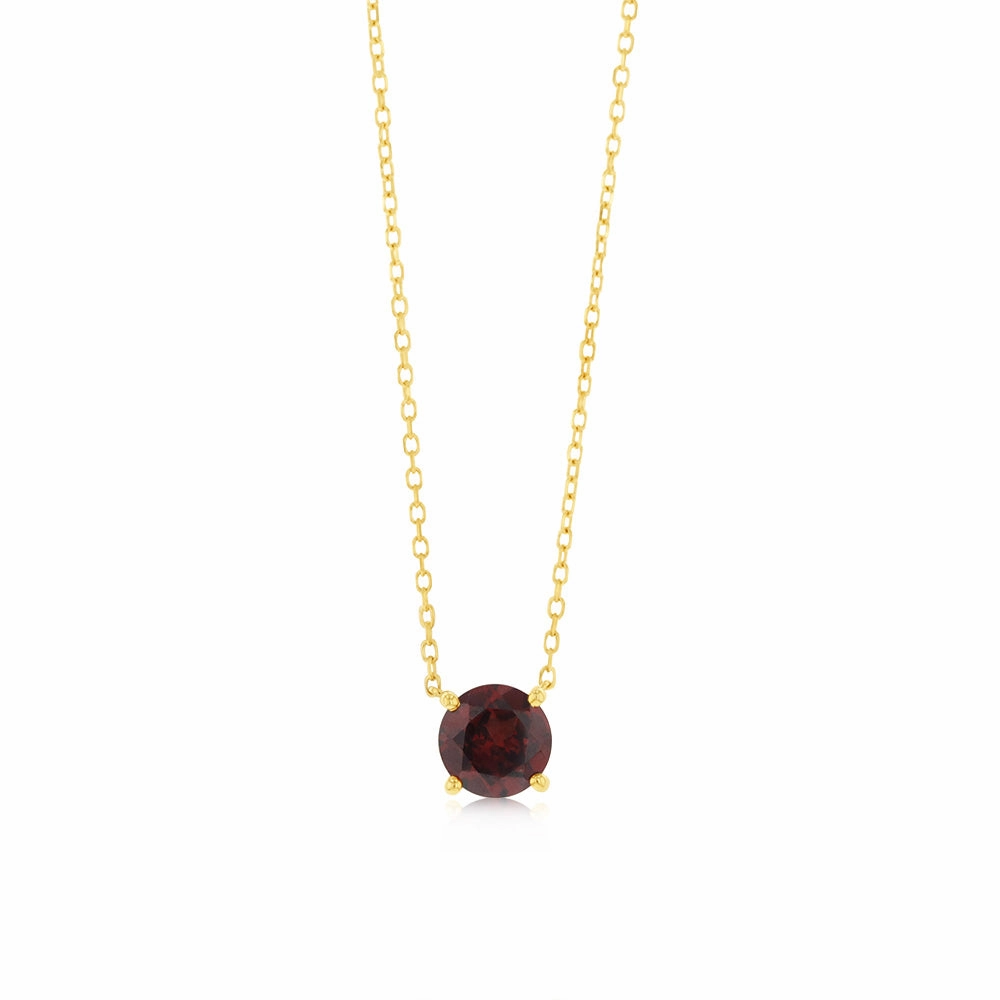 1 Carat Red Garnet Pendant with 45cm Chain in 9ct Yellow Gold