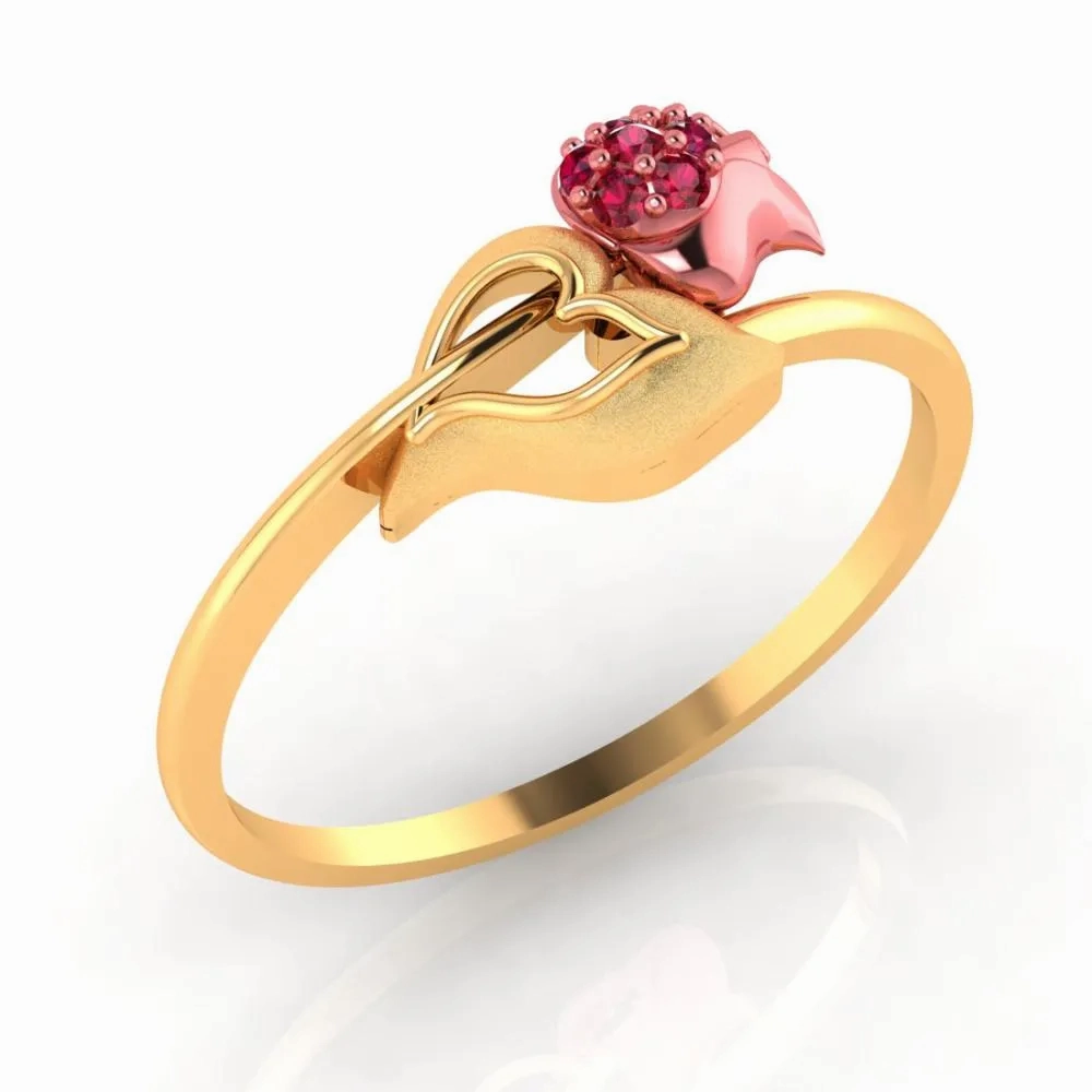 22k Gold Ring With An Intricately-detailed Tulip On Top