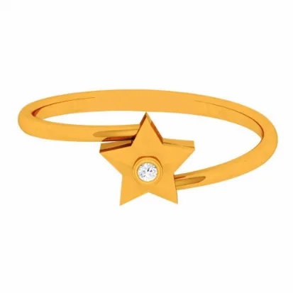 22k Stellar Single Stone Star Shape Gold Ring