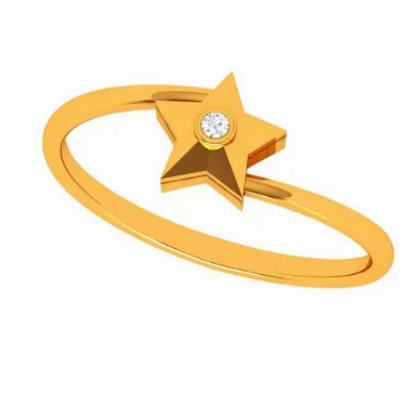 22k Stellar Single Stone Star Shape Gold Ring