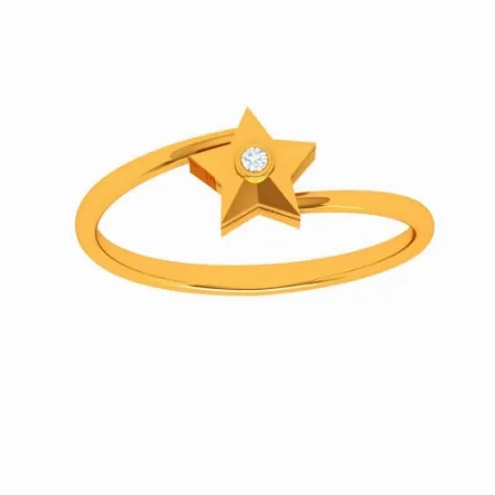 22k Stellar Single Stone Star Shape Gold Ring