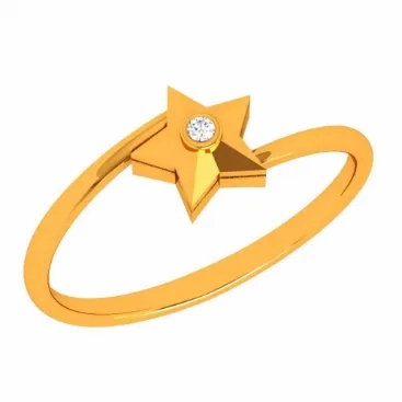 22k Stellar Single Stone Star Shape Gold Ring
