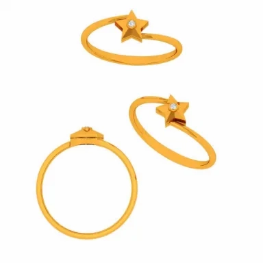 22k Stellar Single Stone Star Shape Gold Ring