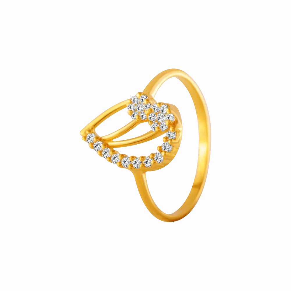 22KT Yellow Gold And American Diamond Ring For Women
