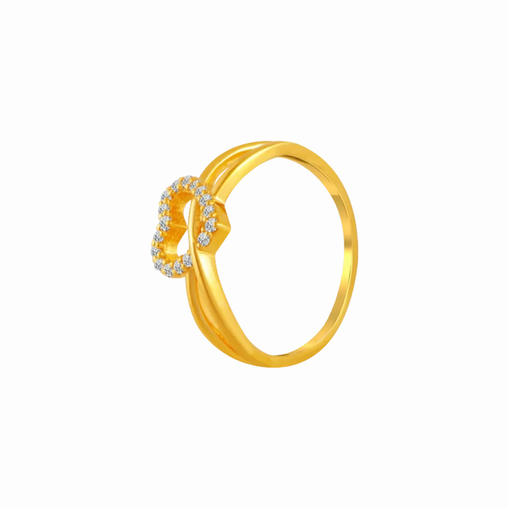 22KT Yellow Gold And American Diamond Ring For Women