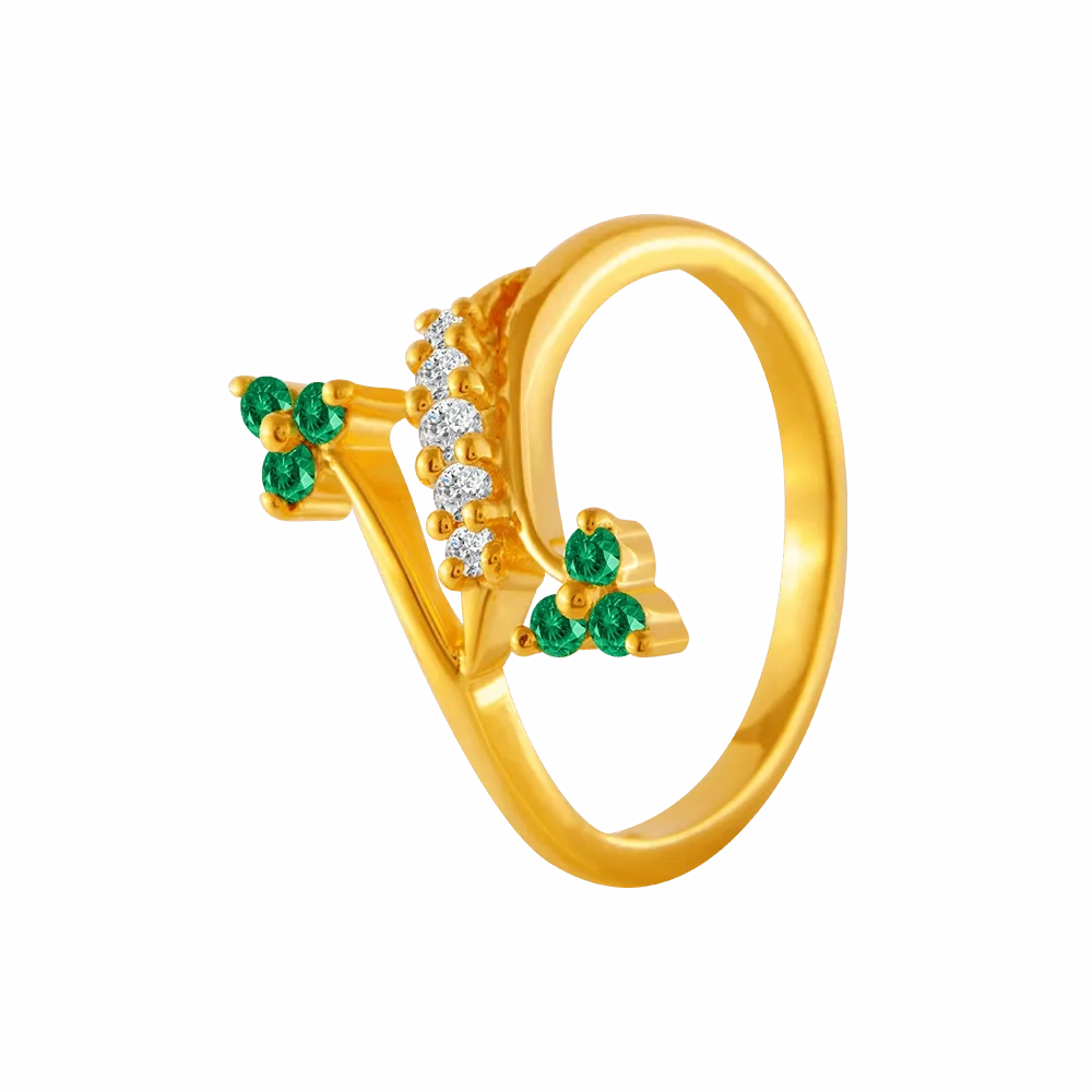 22KT Yellow Gold And American Diamond Ring For Women