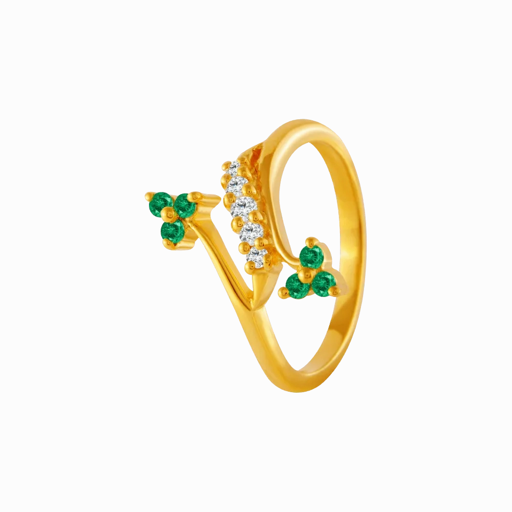 22KT Yellow Gold And American Diamond Ring For Women