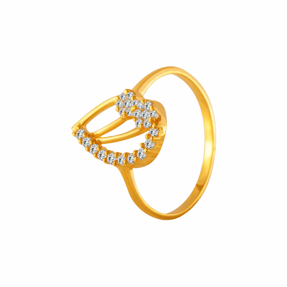 22KT Yellow Gold And American Diamond Ring For Women