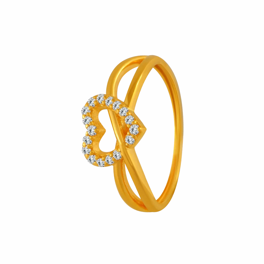 22KT Yellow Gold And American Diamond Ring For Women