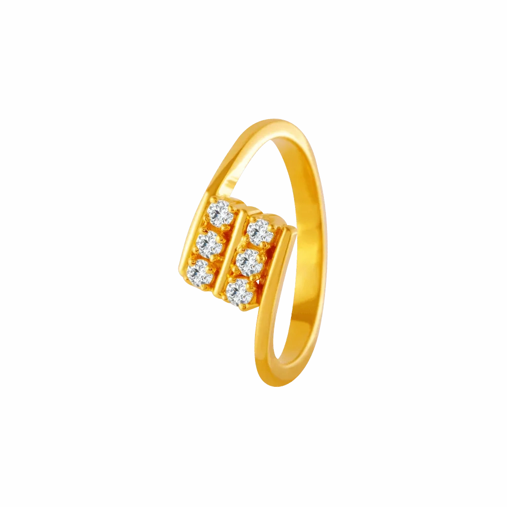 22KT Yellow Gold And American Diamond Ring For Women