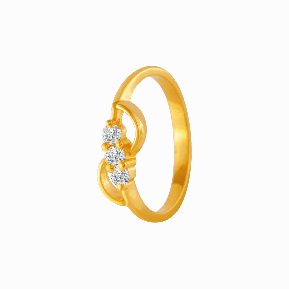 22KT Yellow Gold And American Diamond Ring For Women