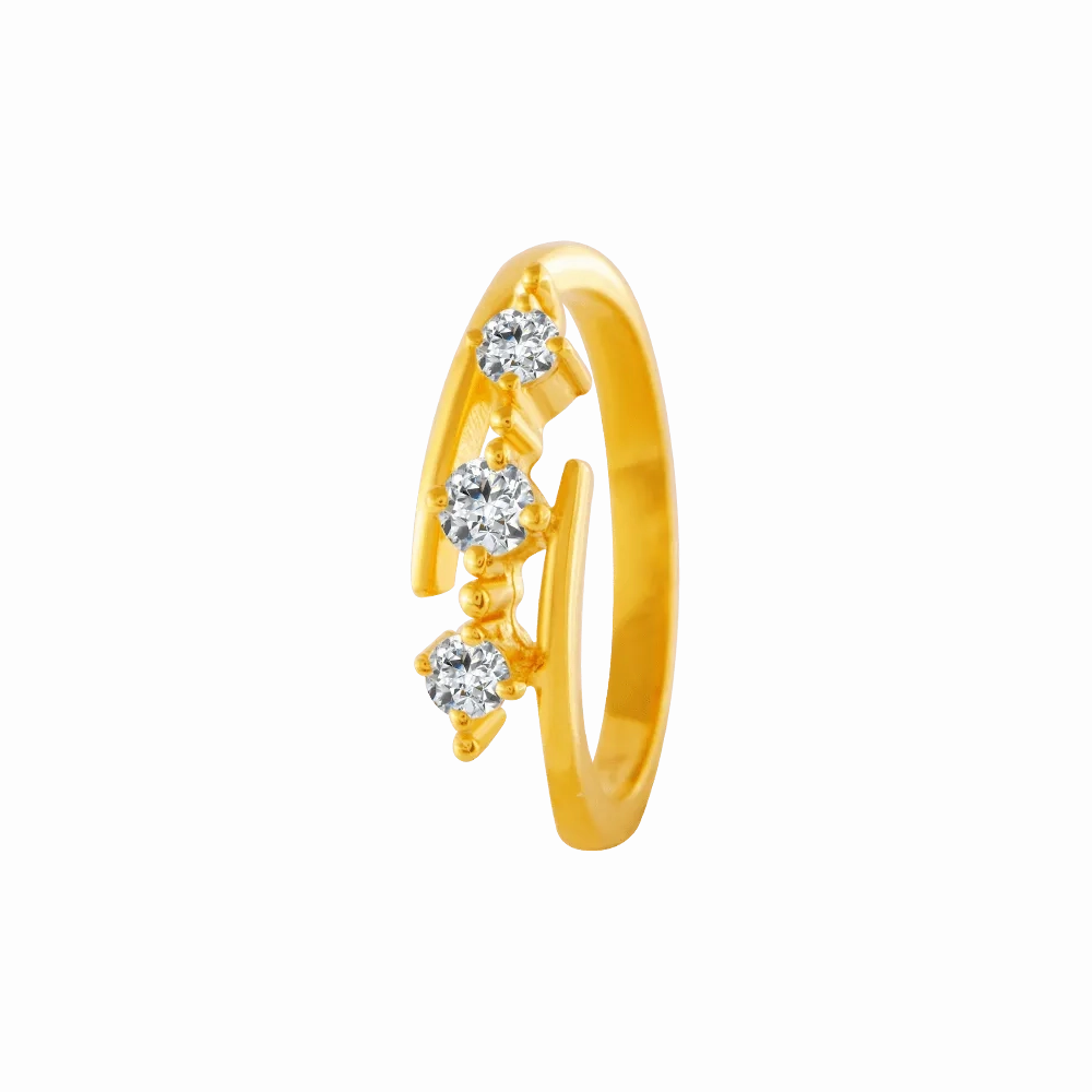 22KT Yellow Gold And American Diamond Ring For Women