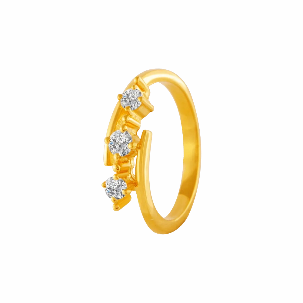 22KT Yellow Gold And American Diamond Ring For Women