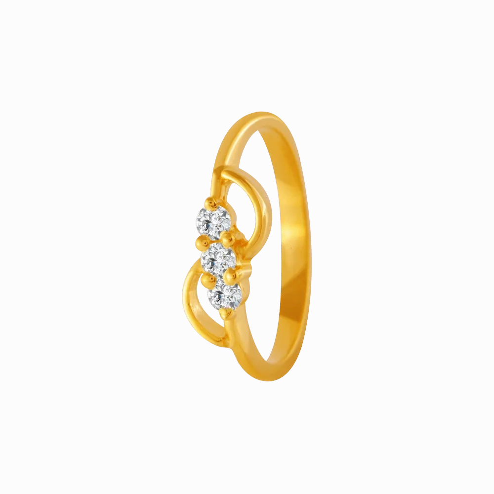 22KT Yellow Gold And American Diamond Ring For Women