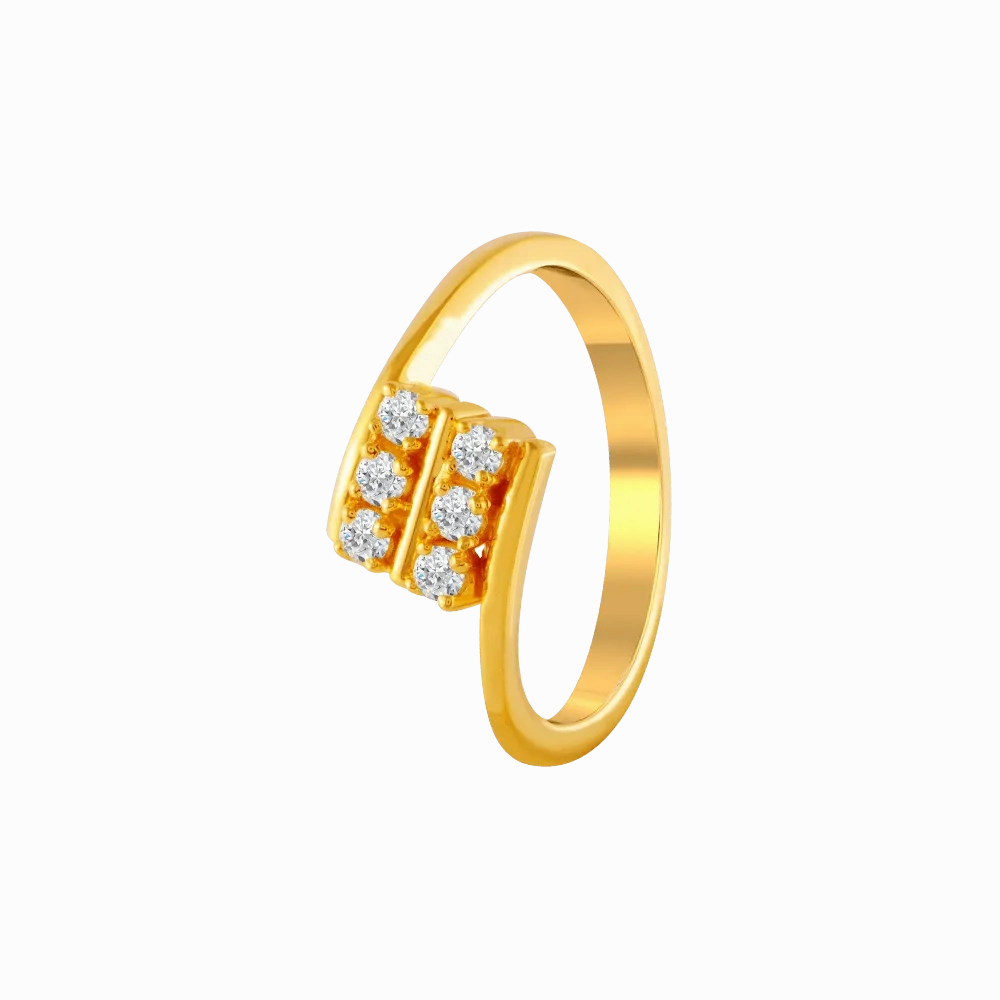 22KT Yellow Gold And American Diamond Ring For Women
