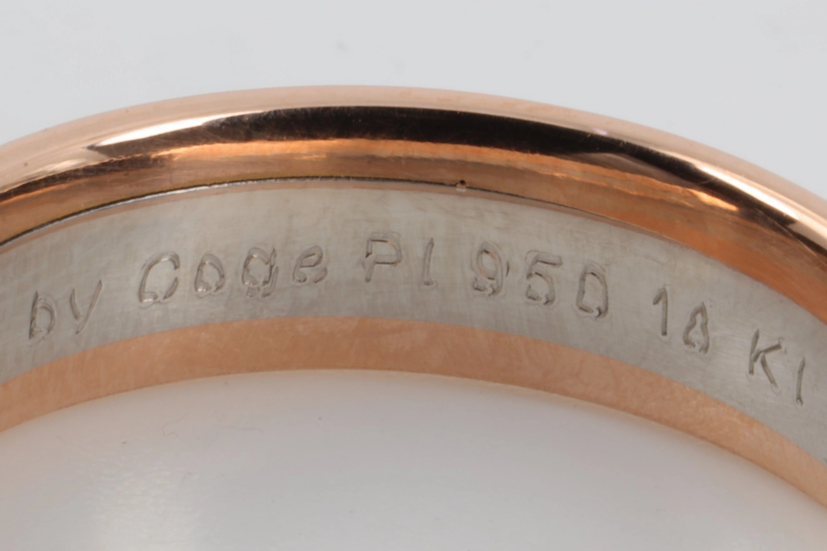 950 Platinum & 14k Rose Gold Ring Band Size 9.75 (12.65g.)