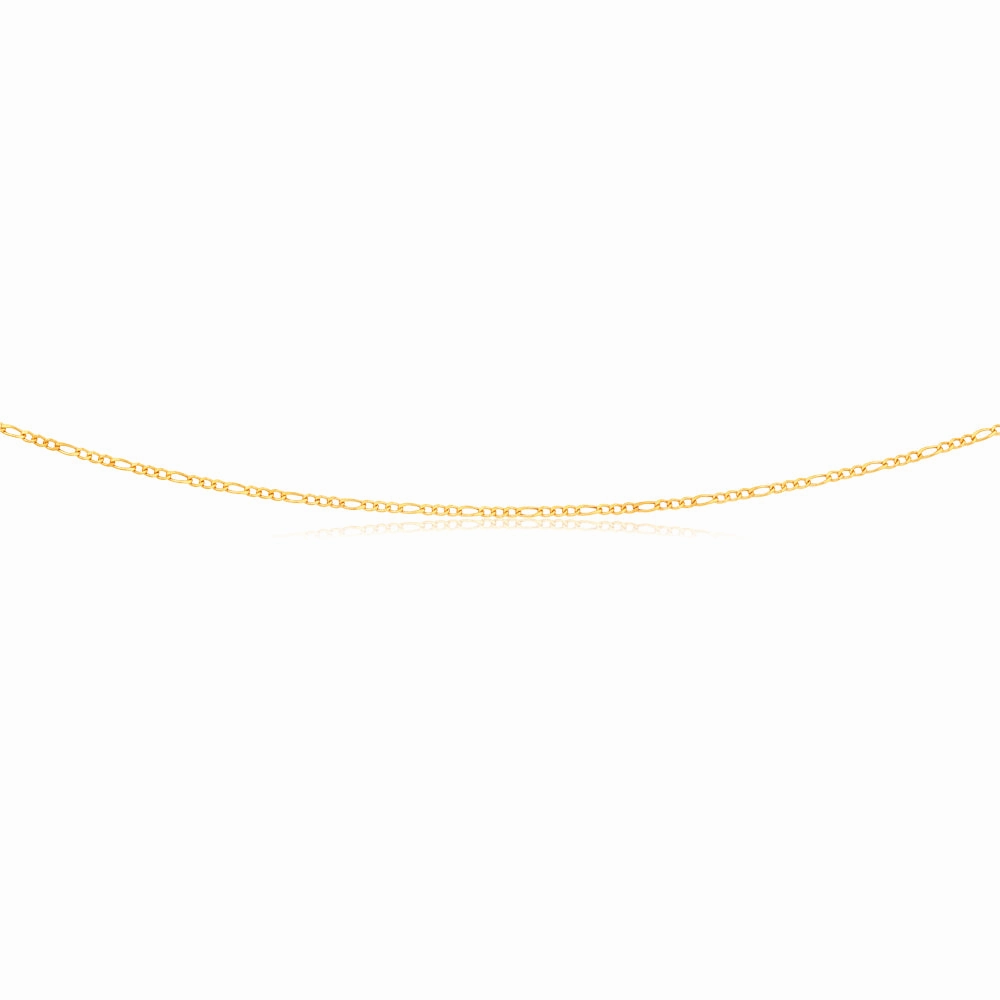 9ct Figaro 3:1 Yellow Gold 50cm 40Gauge Chain