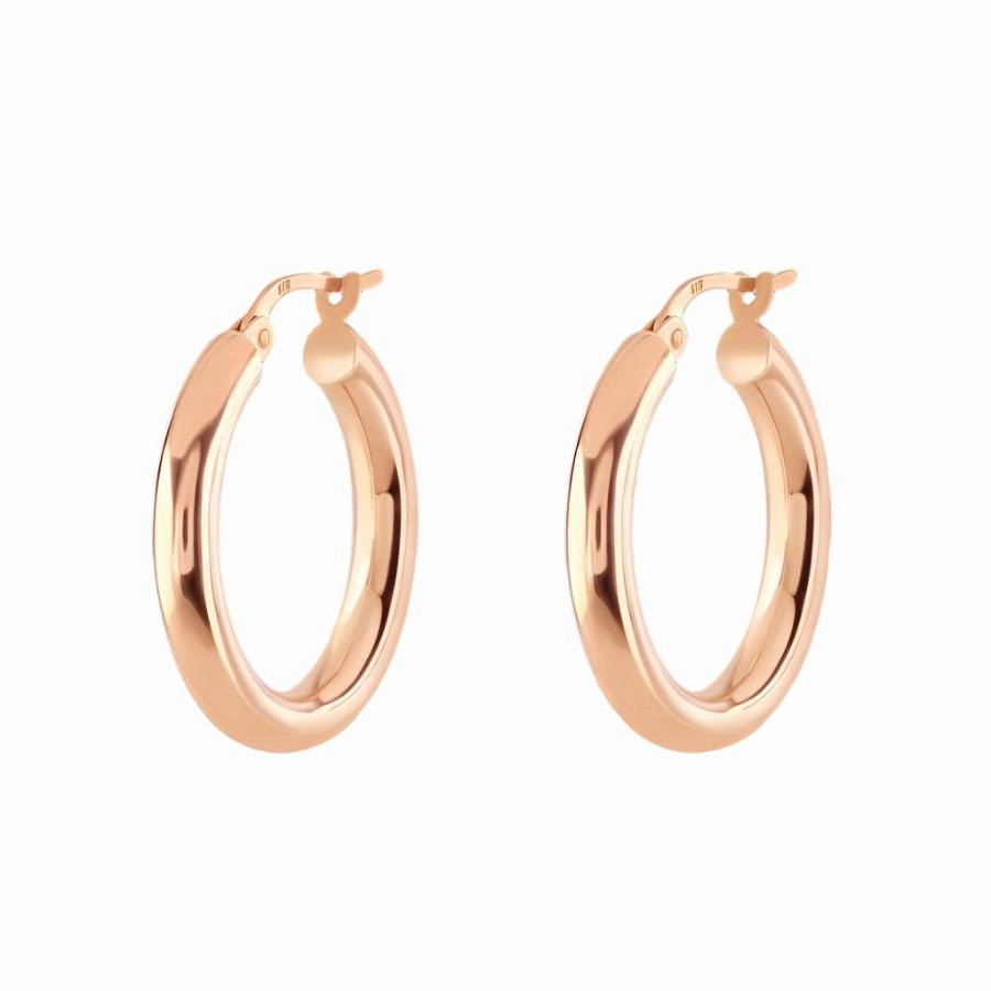 9ct Rose Gold 3mm Plain Hoop Earrings