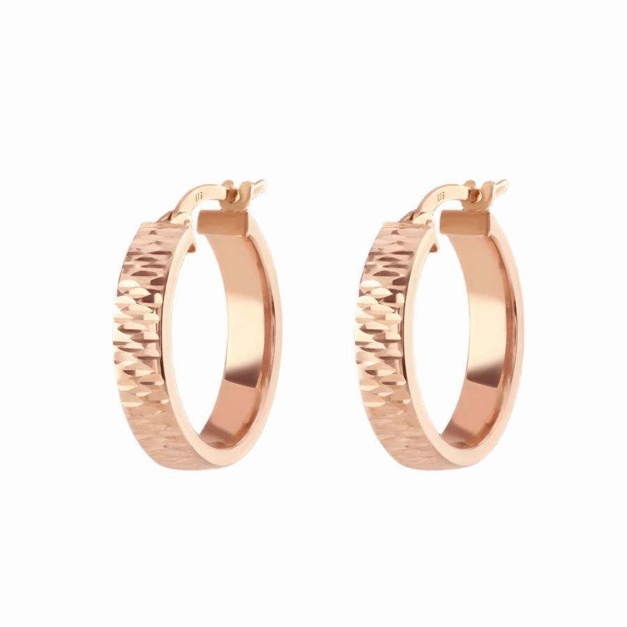 9ct Rose Gold Diamond Cut Hoop Earrings