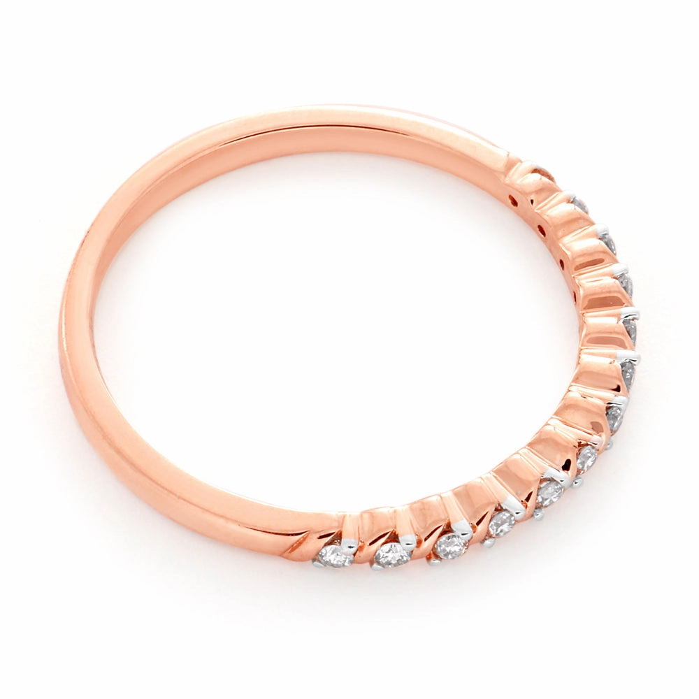 9ct Rose Gold Diamond Ring with 13 Brilliant Cut Diamonds and Rhodium Plated Claws