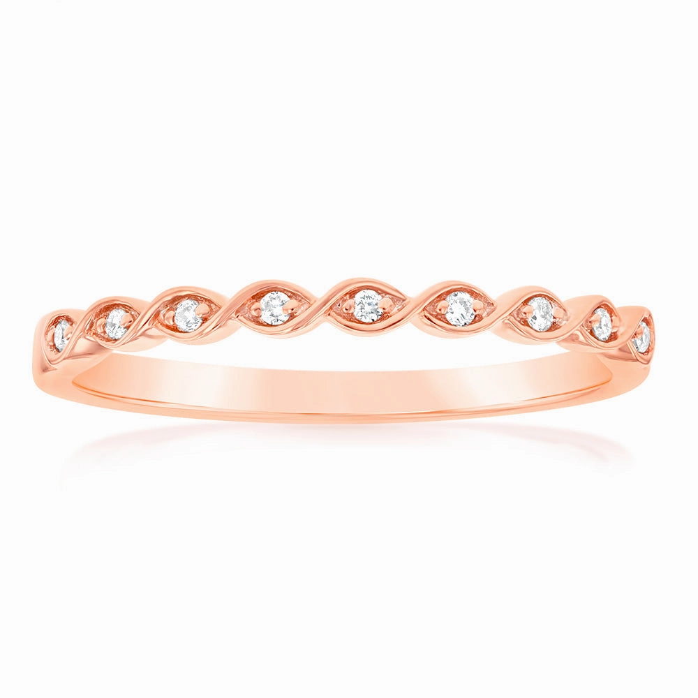 9ct Rose Gold Diamond Ring with 9 Brilliant Diamonds