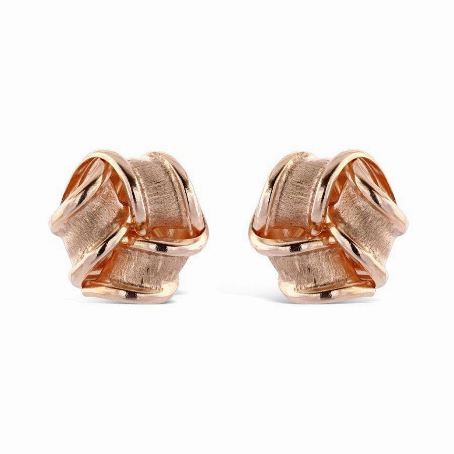 9ct Rose Gold Frosted Knot Stud Earrings