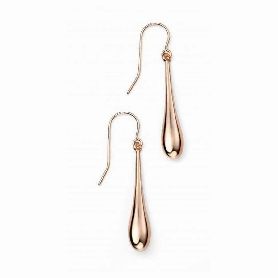 9ct Rose Gold Long Bombe Drop Earrings