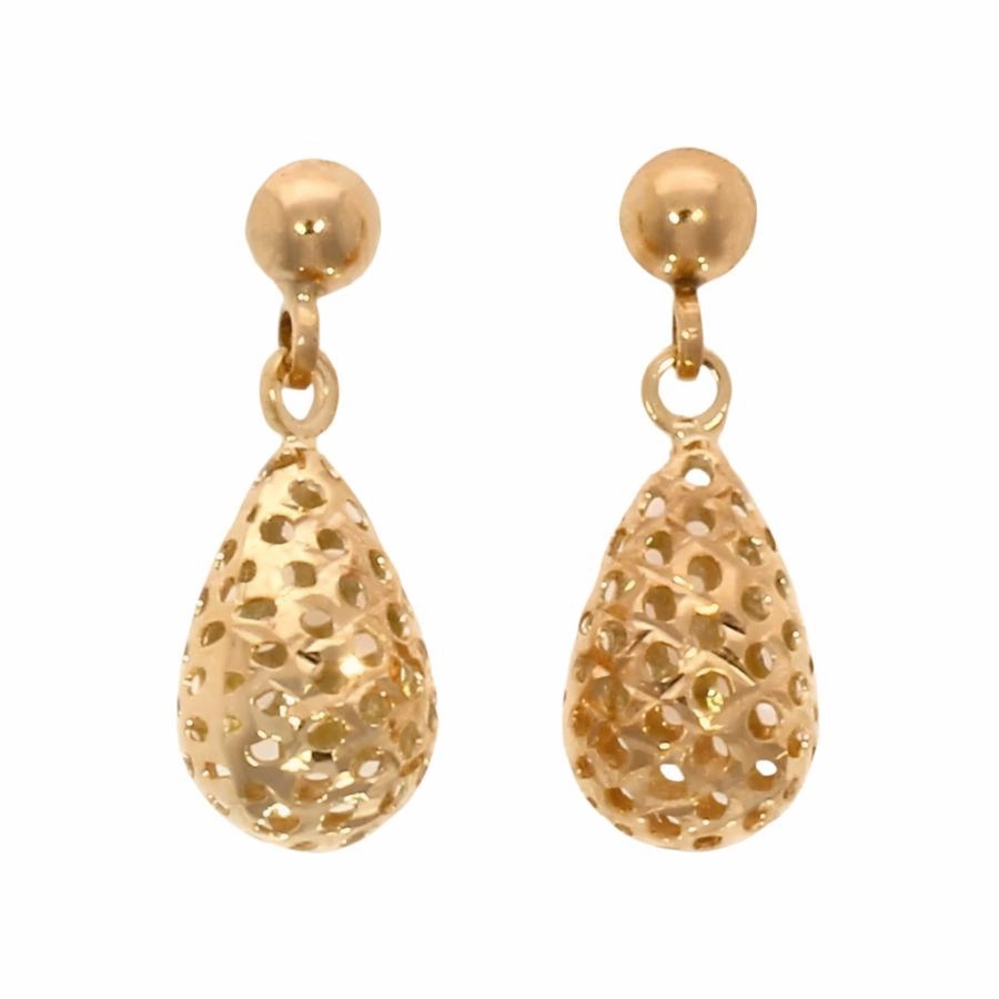 9ct Rose Gold Pierced Bombe Drop Earrings