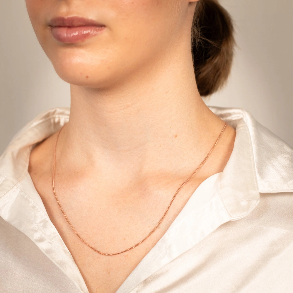 9ct Rose Gold Silver Filled 50cm Curb Chain