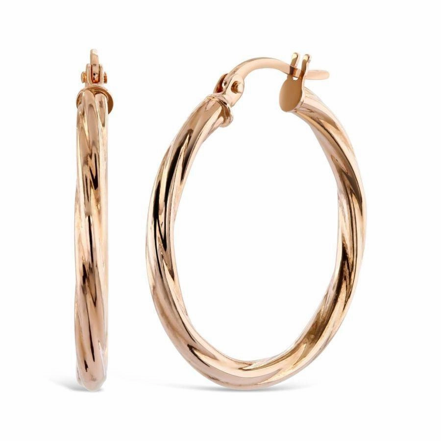 9ct Rose Gold Twist Hoop Earrings