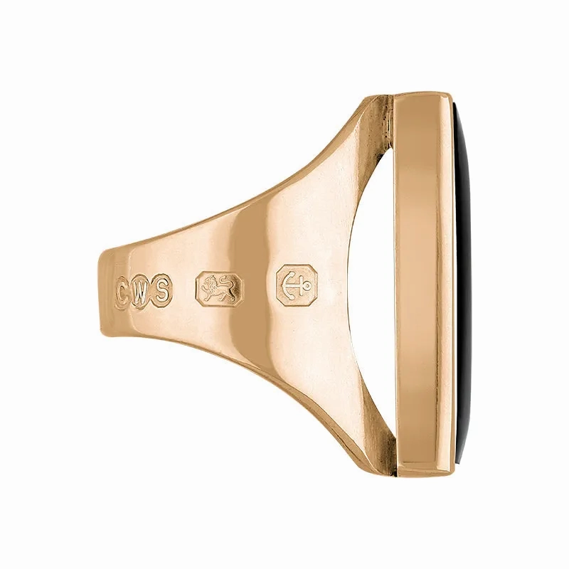 9ct Rose Gold Whitby Jet Hallmark Medium Oblong Ring