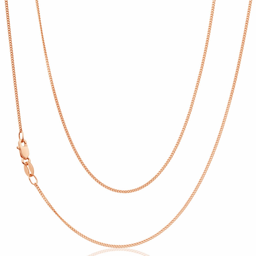 9ct Rose Solid Gold Diamond Cut 45cm 30 Gauge Curb Chain