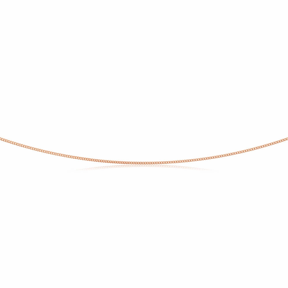 9ct Rose Solid Gold Diamond Cut 45cm 30 Gauge Curb Chain